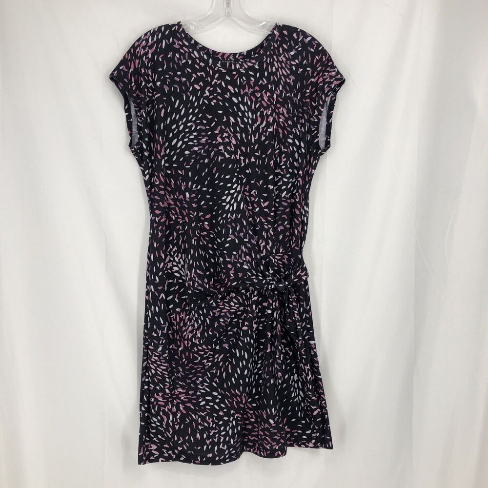 Nicole Miller Original M Short Sleeve Casual T-Shirt Dress Side Tie Black
